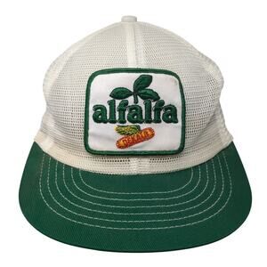 Vintage Dekalb Alfalfa All Mesh Trucker Hat White Green Made USA Patch Logo